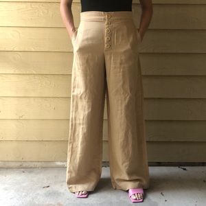 Wide Leg Linen Trouser